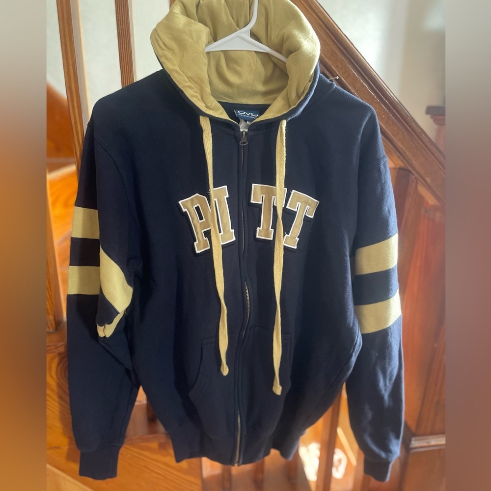 Old Varsity Brand collegiate  PITT Zip Hooded Sweatshirt Jacket, Adult S comfy